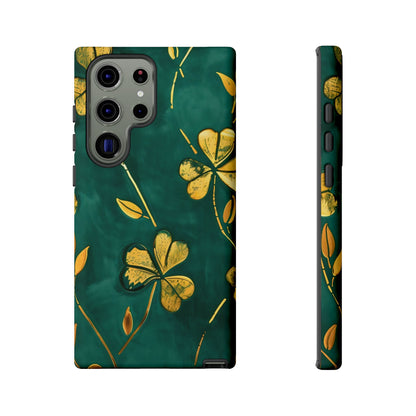 Floral Phone Case with Gold Accents, Tough Phone Cover, Stylish Phone Protector, Unique Gift for Her, Nature Lover Accessory