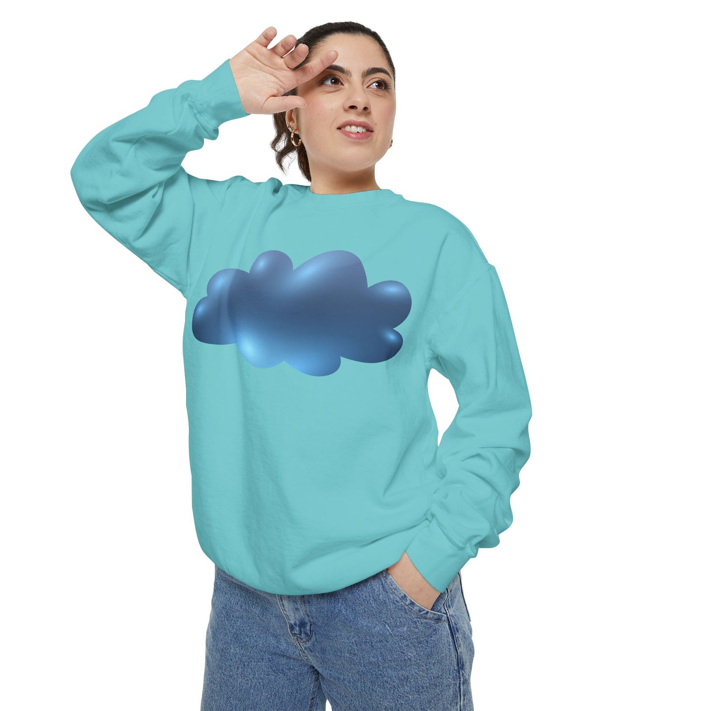 Unisex Garment-Dyed Sweatshirt - Serene Cloudscape - Dreamy Cloud Design