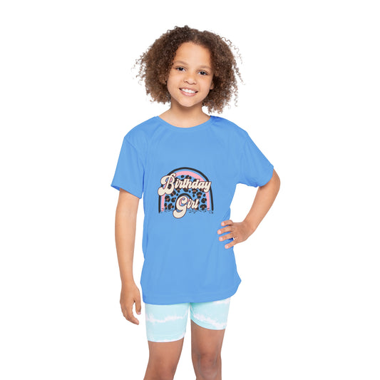Kids Sports Jersey - Birthday Girl Leopard Print Rainbow Clipart - Birthday Girl Edition