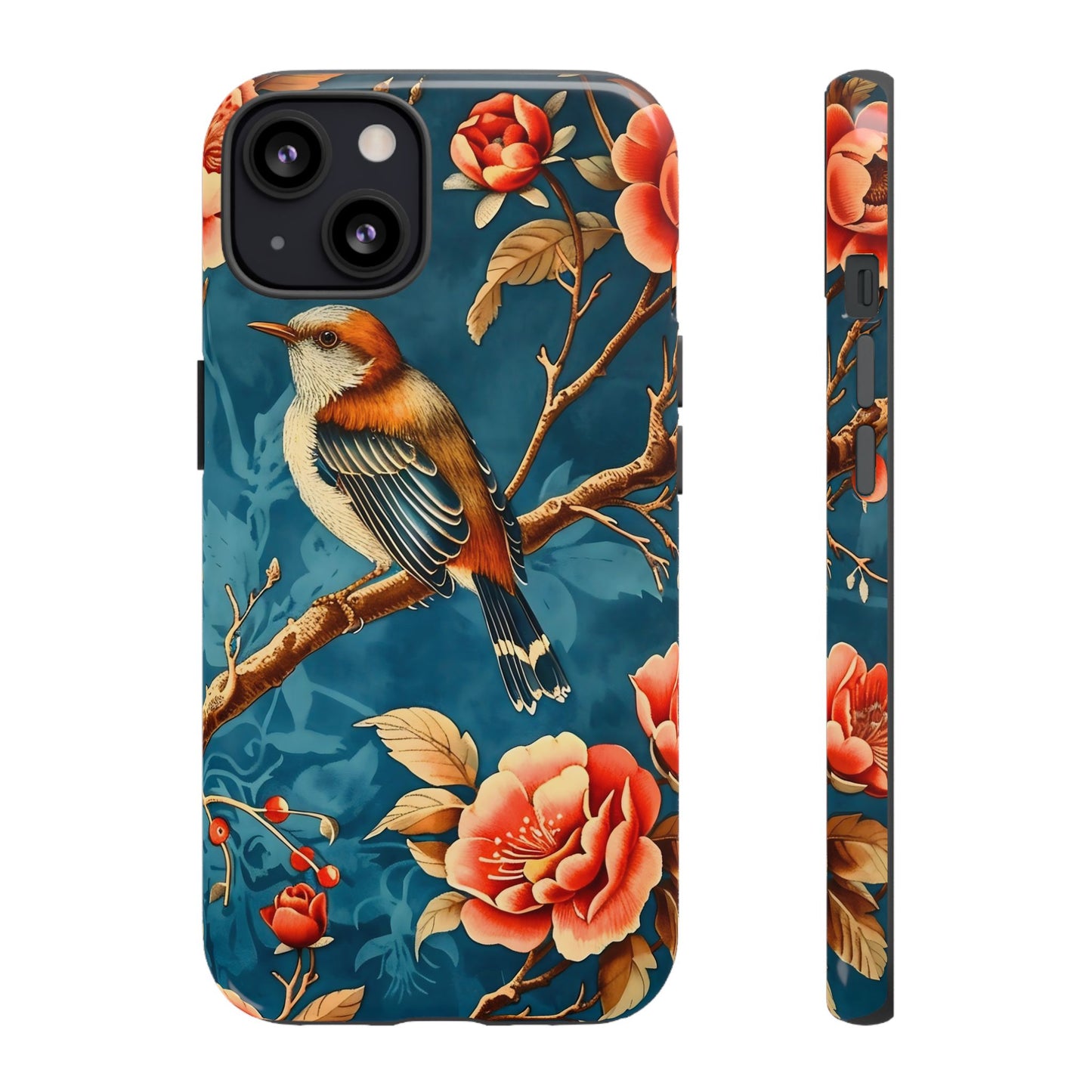 Bird & Floral Phone Case, Tough Cases for Nature Lovers, Gift for Her, Customizable Design, Vibrant Tech Accessories