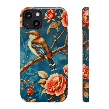 Bird & Floral Phone Case, Tough Cases for Nature Lovers, Gift for Her, Customizable Design, Vibrant Tech Accessories