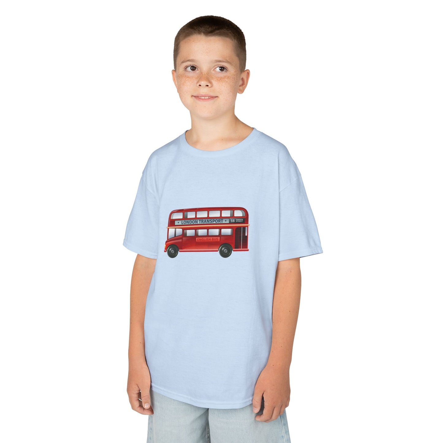 Kids  Tee - Vintage British Double-Decker Bus Art Print - Fun Cotton T-Shirt for Young Explorers
