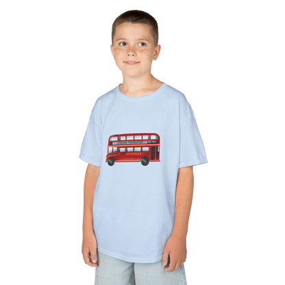 Kids  Tee - Vintage British Double-Decker Bus Art Print - Fun Cotton T-Shirt for Young Explorers