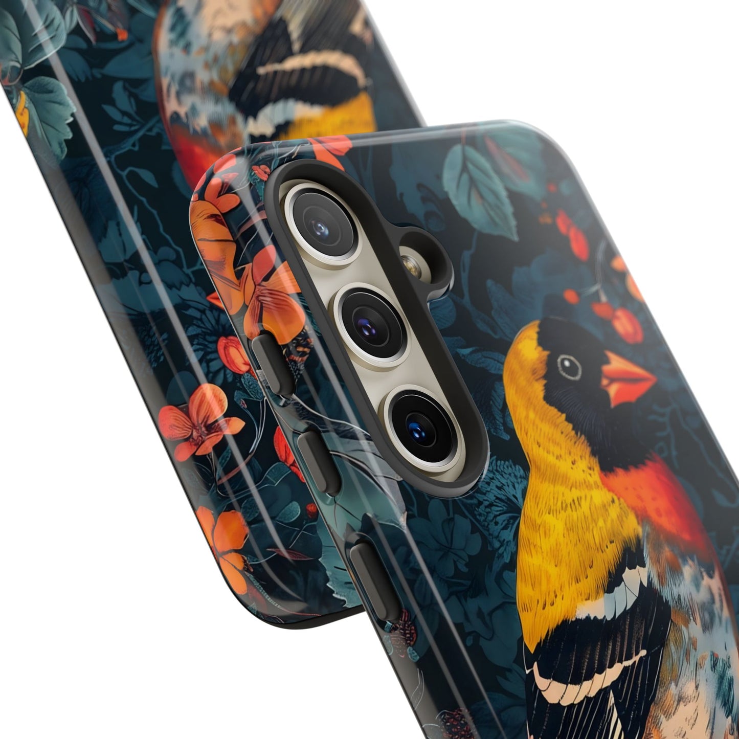 Colorful Bird Phone Case, Floral Phone Cover, Tough Phone Protector, Nature Lover Gift, Botanical Case, Unique Mobile Accessory