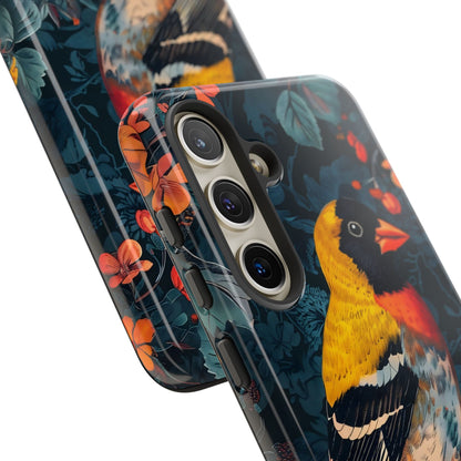 Colorful Bird Phone Case, Floral Phone Cover, Tough Phone Protector, Nature Lover Gift, Botanical Case, Unique Mobile Accessory