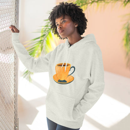 Three-Panel Fleece Hoodie - Elegant British Tea Cup - Classic Tea Time Style