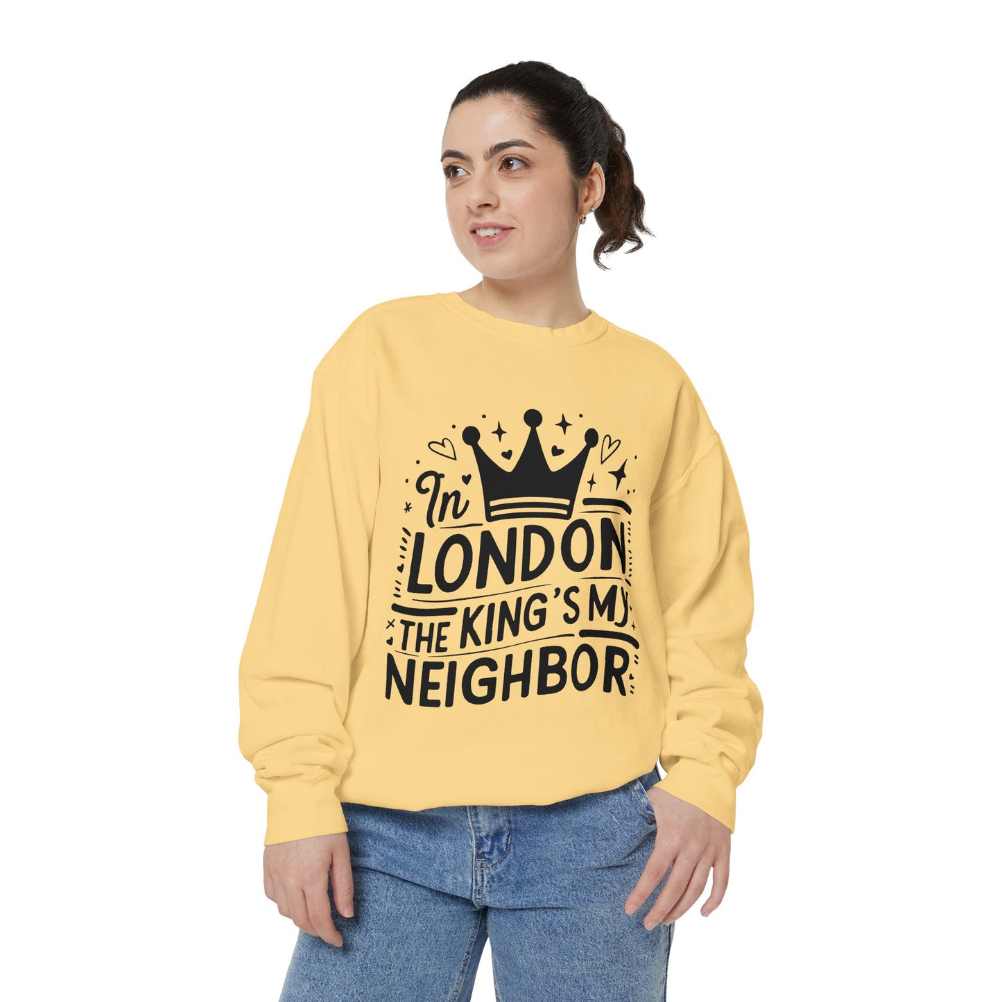 Unisex Garment-Dyed Sweatshirt - King is my Neighbour in London