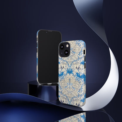 Elegant Floral Phone Case, Tough iPhone Cover, Stylish Mobile Protector, Blue Patterned Case, Unique Gift for Her