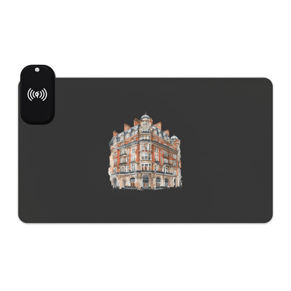 Grand Brick Building – London Architecture - LED Gaming Mouse Pad with Wireless Charging - Perfect for Gamers, Office Spaces, Ecosystem Accessory, Unique Desk Decor, Gift Idea