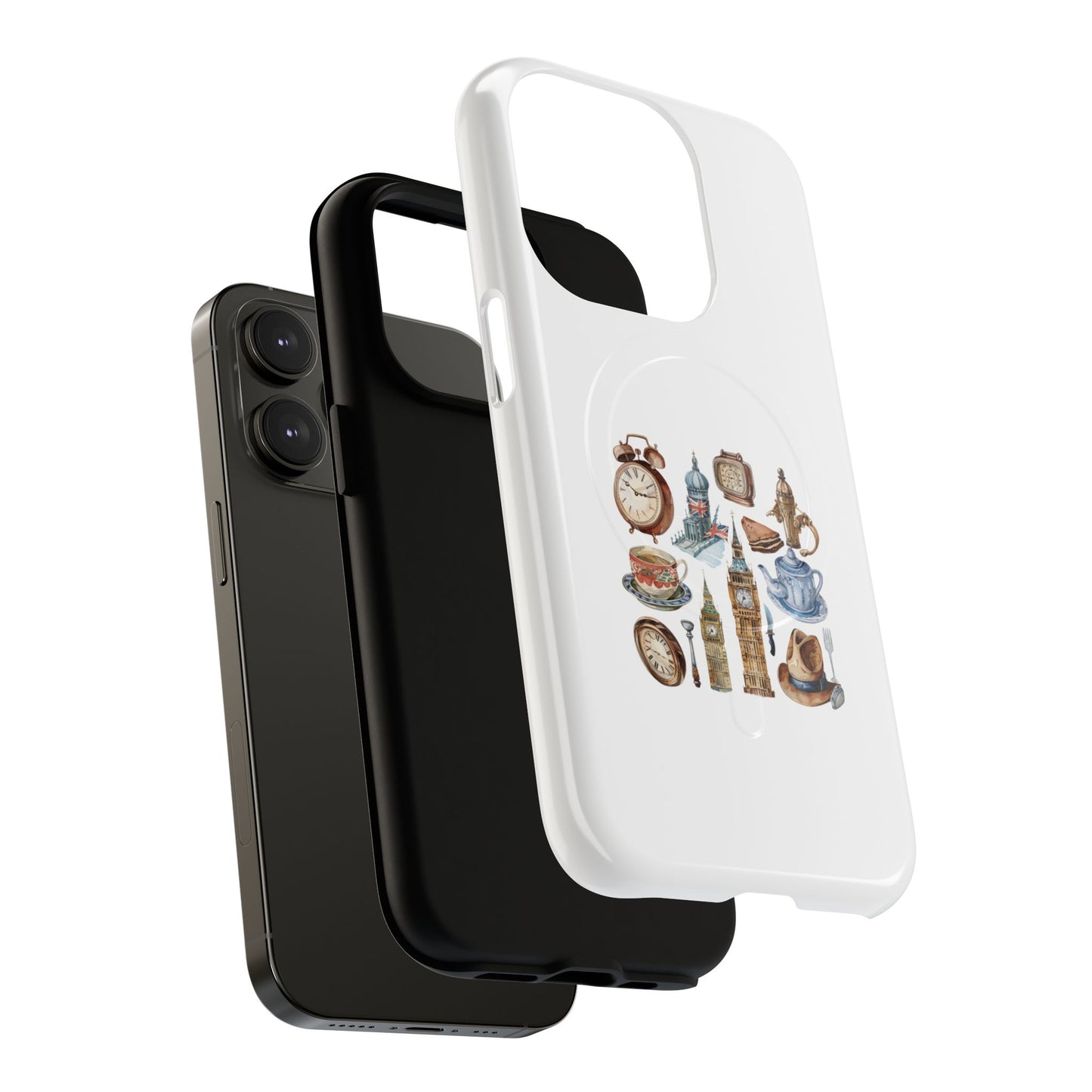 Tough Magnetic Phone Case with Vintage Clock Design, Durable Tech Accessories for Gift, Daily Use, Unique Style