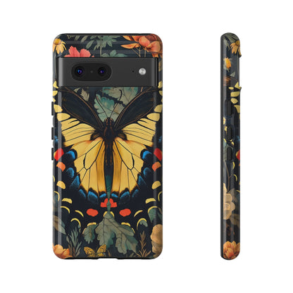 Butterfly Floral Phone Case, Art-inspire Tough Case, Gift for Nature Lovers, Butterfly Pattern Cover, Eco-Friendly Mobile Accessory