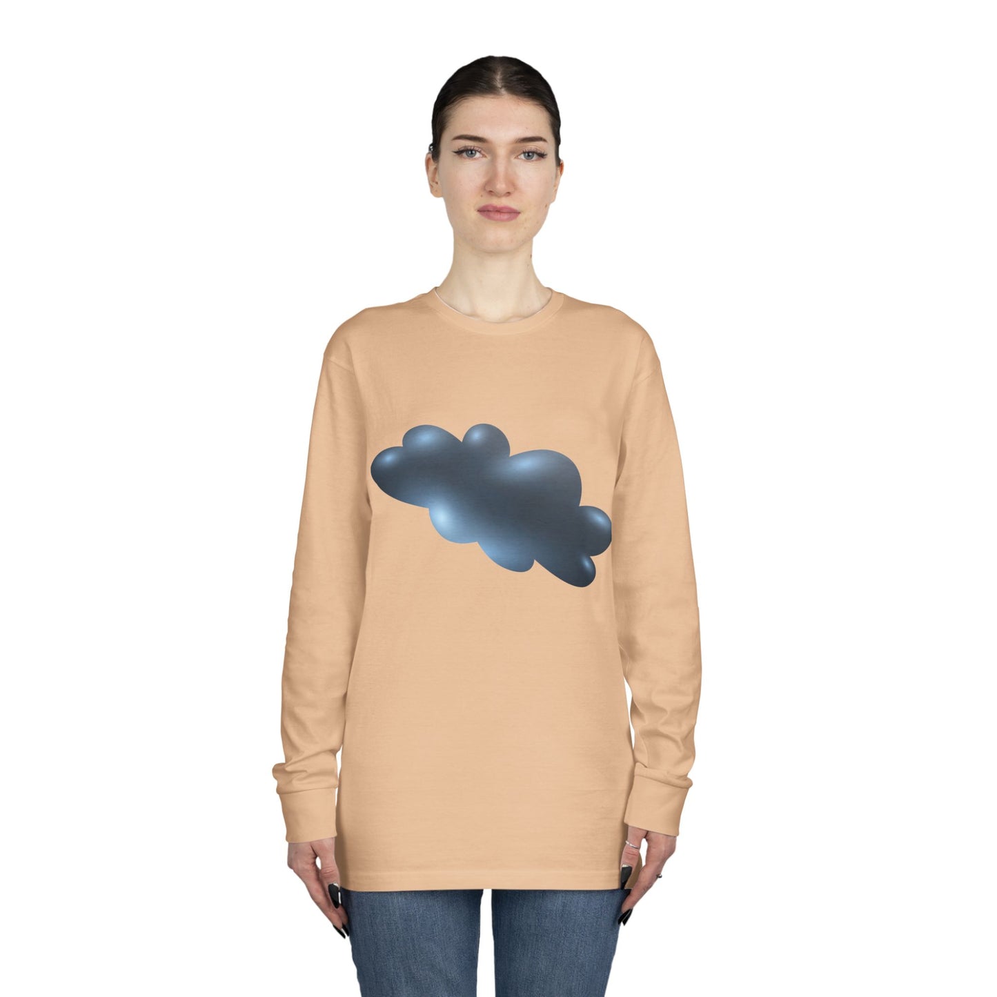 Long Sleeve Crewneck Tee - Serene Cloudscape - Dreamy Cloud Design