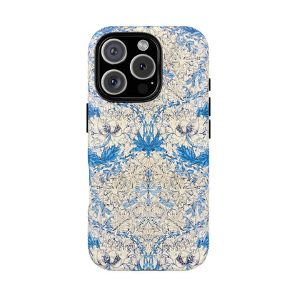 Elegant Floral Phone Case, Tough iPhone Cover, Stylish Mobile Protector, Blue Patterned Case, Unique Gift for Her