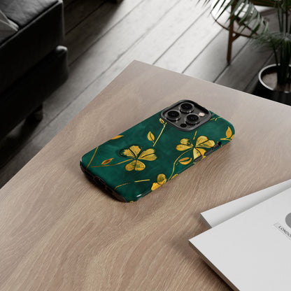 Floral Phone Case with Gold Accents, Tough Phone Cover, Stylish Phone Protector, Unique Gift for Her, Nature Lover Accessory
