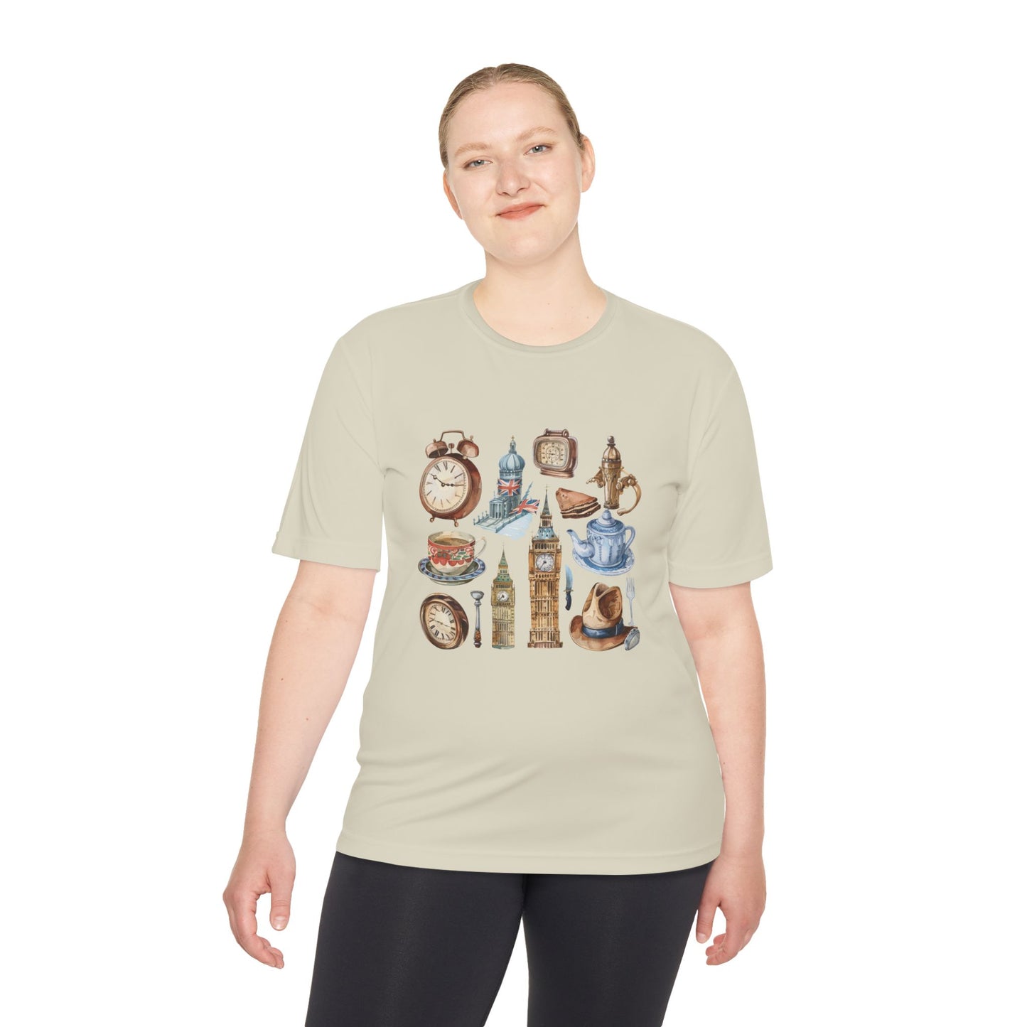 Unisex Moisture Wicking Tee - British Landmarks and Symbols Art Design
