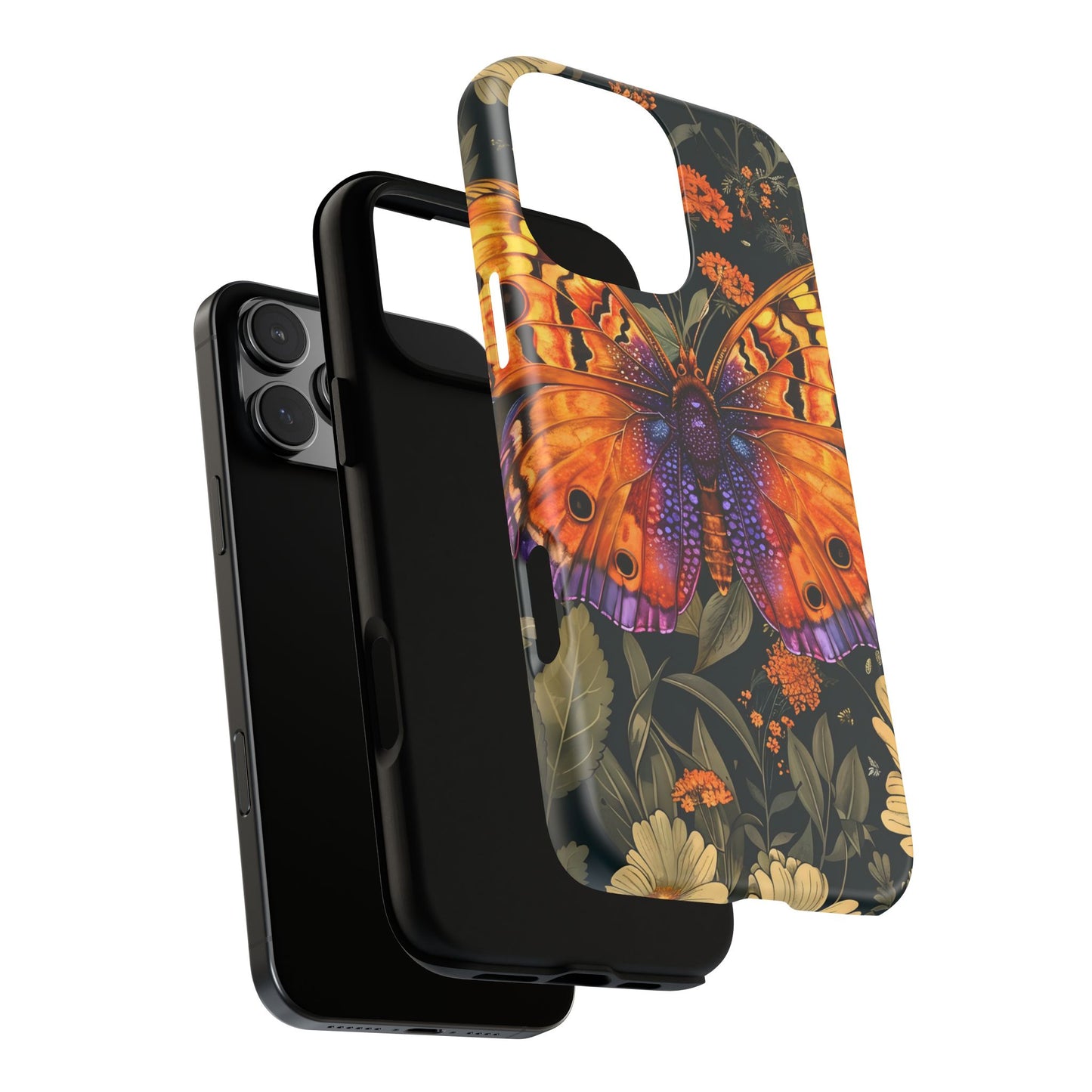Butterfly Phone Case, Tough Cases for Nature Lovers, Vibrant Floral Design, Gift for Her, Cute Phone Accessories, Butterfly Artwork