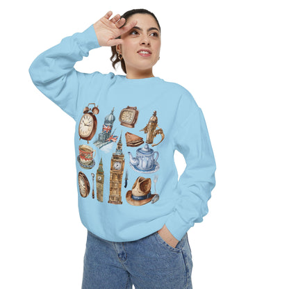 Unisex Garment-Dyed Sweatshirt - Classic England - A Collection of Iconic Imagery