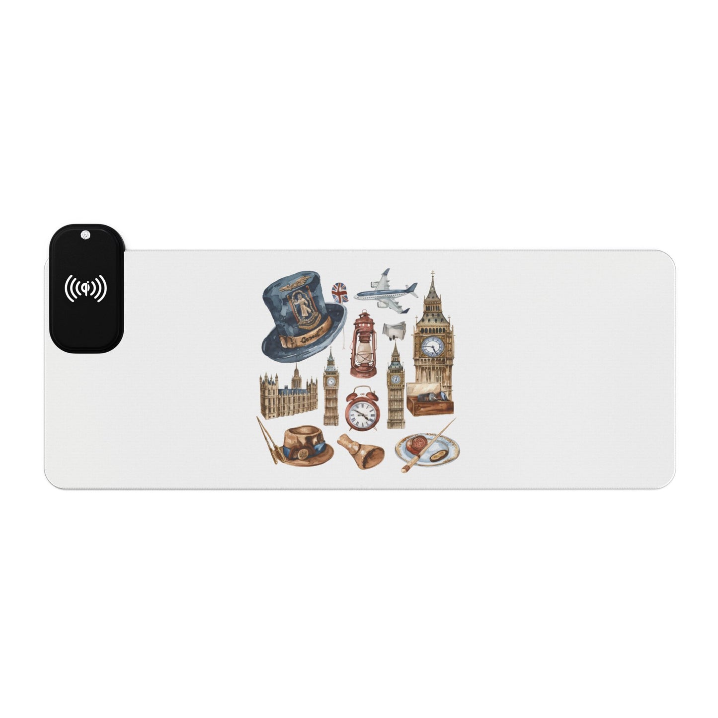 British Iconic - LED Gaming Mouse Pad with Wireless Charging - Stylish Desk Accessory for Gamers, Perfect for Home Office, Gaming Stations, Unique Gifts