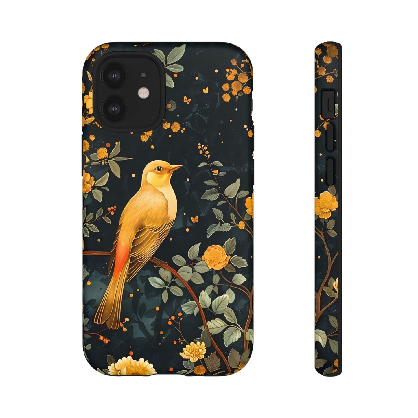 Floral Phone Case, Tough Cases with Bird Design, Nature Lover Gift, Stylish Protection, Birthday Present, Floral Phone Cover