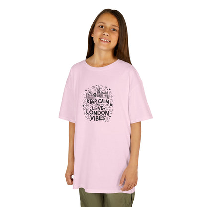 Kids  Heavy Cotton Tee -  Keep Calm London Vibes - Bright Yellow