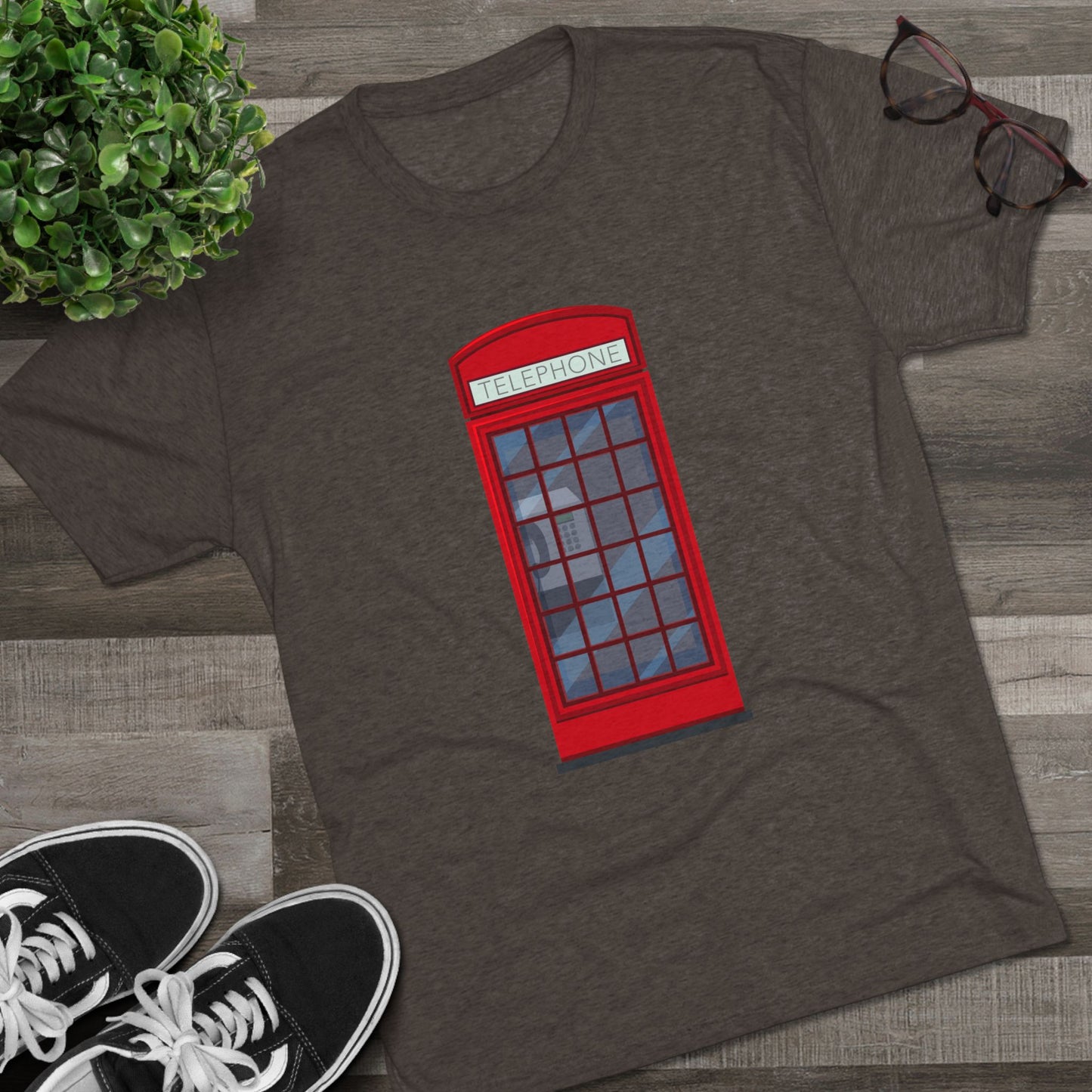 Iconic British Public Telephone - Classic Red Phone Box Unisex Tri-Blend Crew Tee