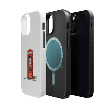 Red Telephone Booth Phone Case, Magnetic Tough Cases for Protection, Unique Gift for Phone Lovers, British Theme, Travel Accessory