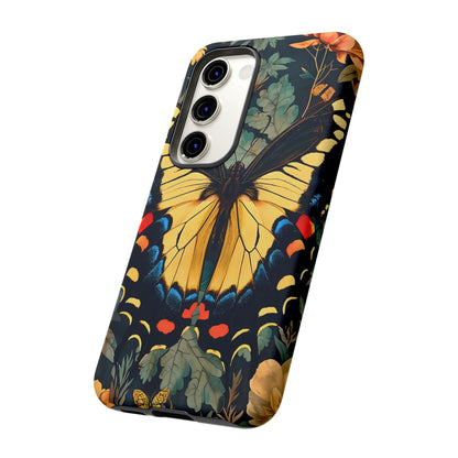 Butterfly Floral Phone Case, Art-inspire Tough Case, Gift for Nature Lovers, Butterfly Pattern Cover, Eco-Friendly Mobile Accessory