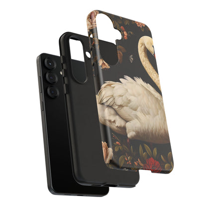 Elegant Swan Phone Case, Floral iPhone Cover, Tough Phone Case, Gift for Her, Nature Lover, Mother's Day, Birthday