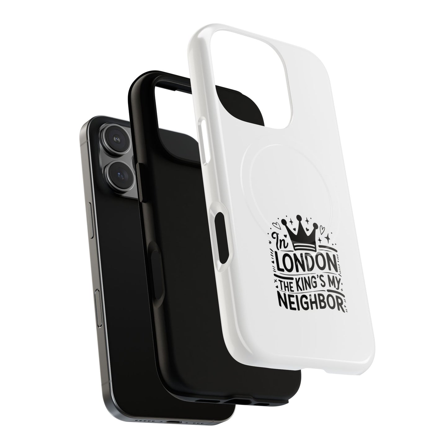 King's Neighbor Tough Magnetic Phone Case, London Style Case, Durable Phone Cover, Gift for Travelers, Black White Phone Accessory
