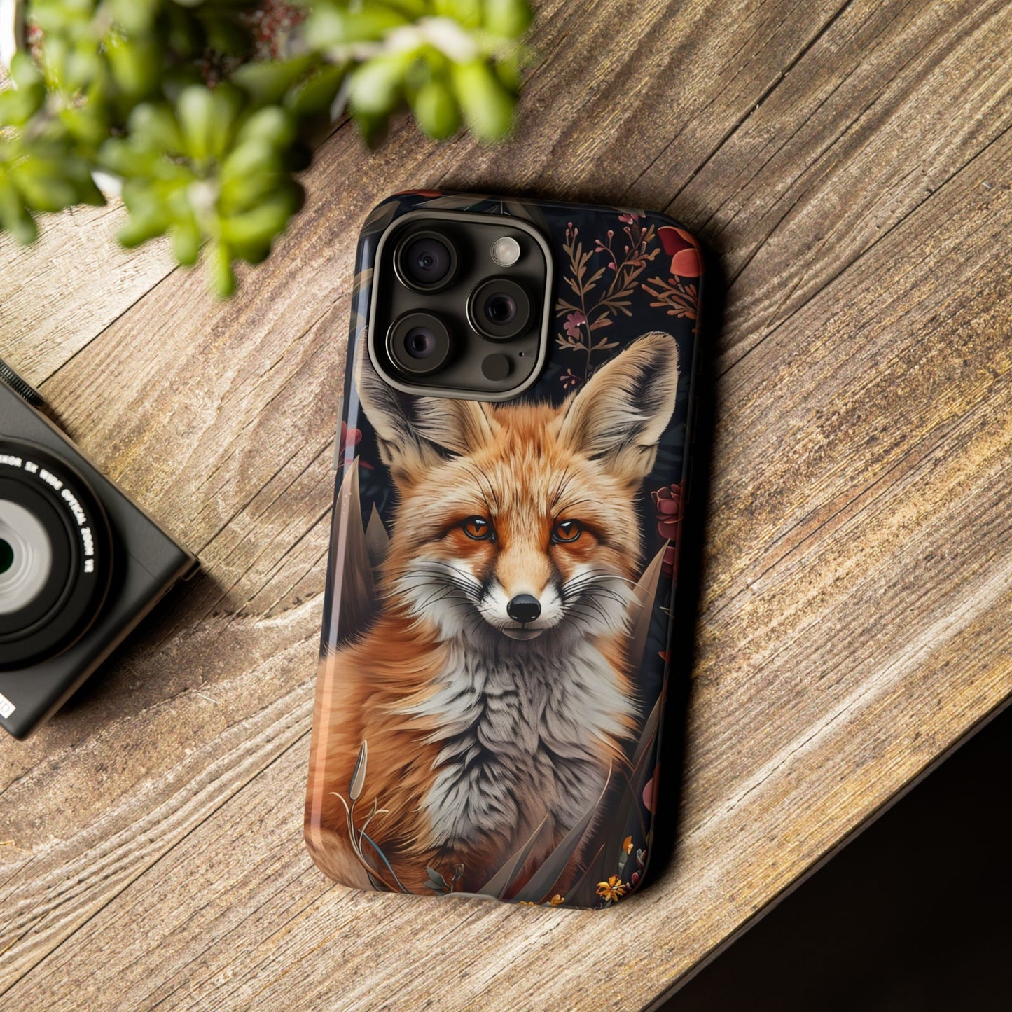 Fox Floral Phone Case, Tough Cases for Animal Lovers, Nature Themed Gift, Cute Phone Cover, Wild Fox Protector