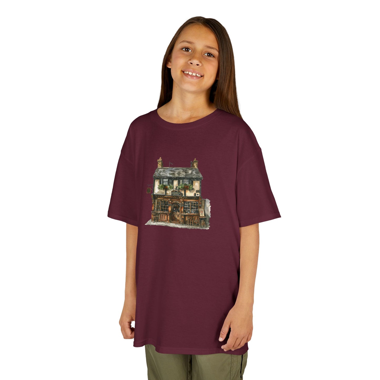 Kids Heavy Cotton™ Tee - Historic English Home Wall Art Design -  Fun & Comfortable Shirt for Young Explorers