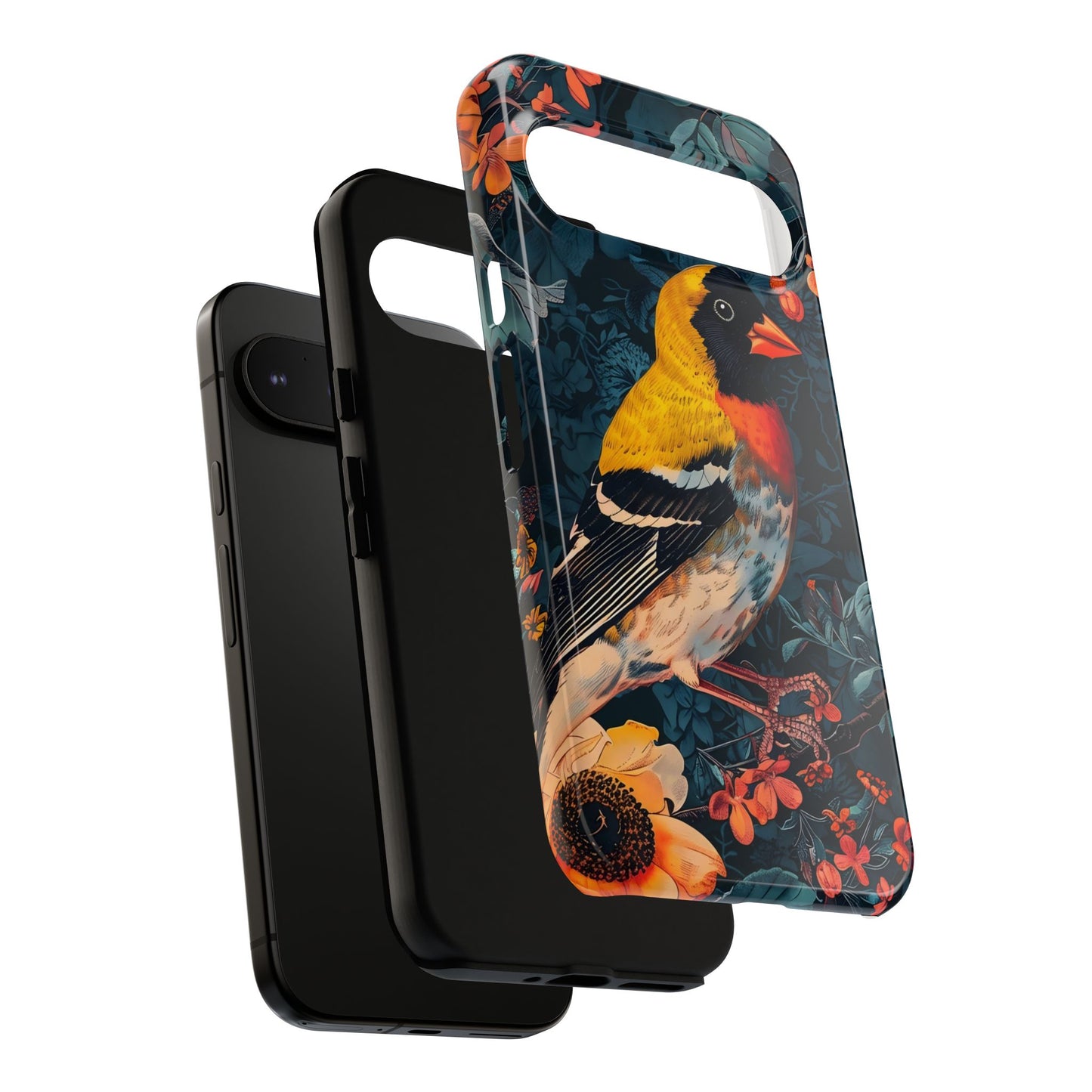Colorful Bird Phone Case, Floral Phone Cover, Tough Phone Protector, Nature Lover Gift, Botanical Case, Unique Mobile Accessory
