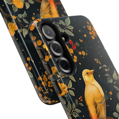 Floral Phone Case, Tough Cases with Bird Design, Nature Lover Gift, Stylish Protection, Birthday Present, Floral Phone Cover