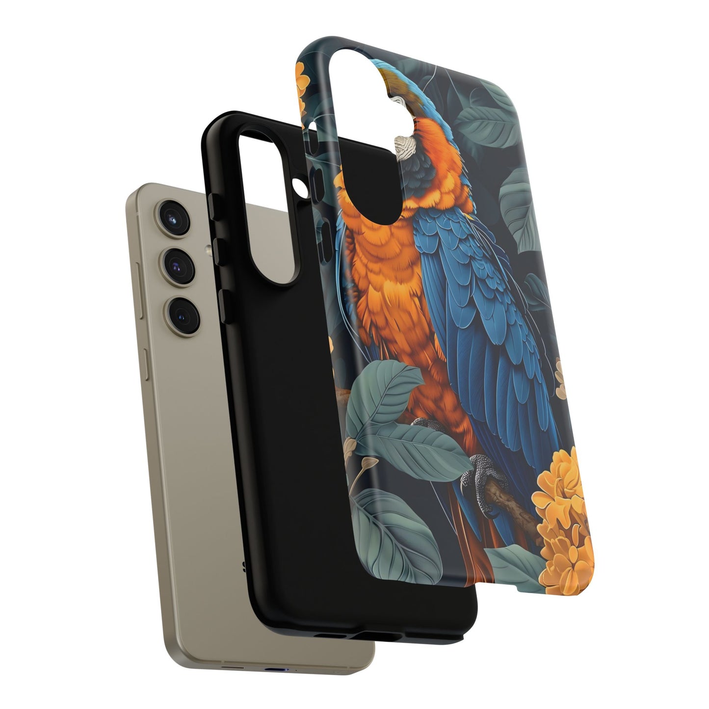 Tropical Parrot Phone Case - Tough Cases, Colorful Phone Cover, Nature Lover Gift, Floral Design, Bird Lover Accessory