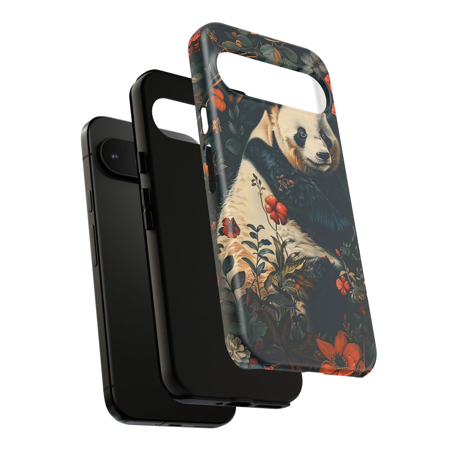 Panda Phone Case, Floral Design Phone Cover, Cute Panda Gift, Nature-Inspired Case, Animal Lover Accessory