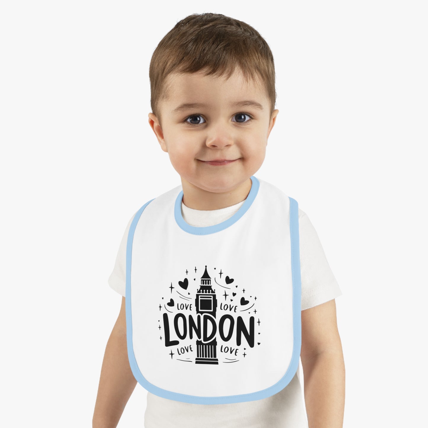 London Love Baby Bib, Cute Baby Gift, Unique Baby Shower Gift, Modern Bib for Infants, Stylish Feeding Accessory