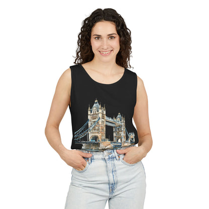 Unisex Garment-Dyed Tank Top - London Bridge - Iconic Landmark and Historical Beauty