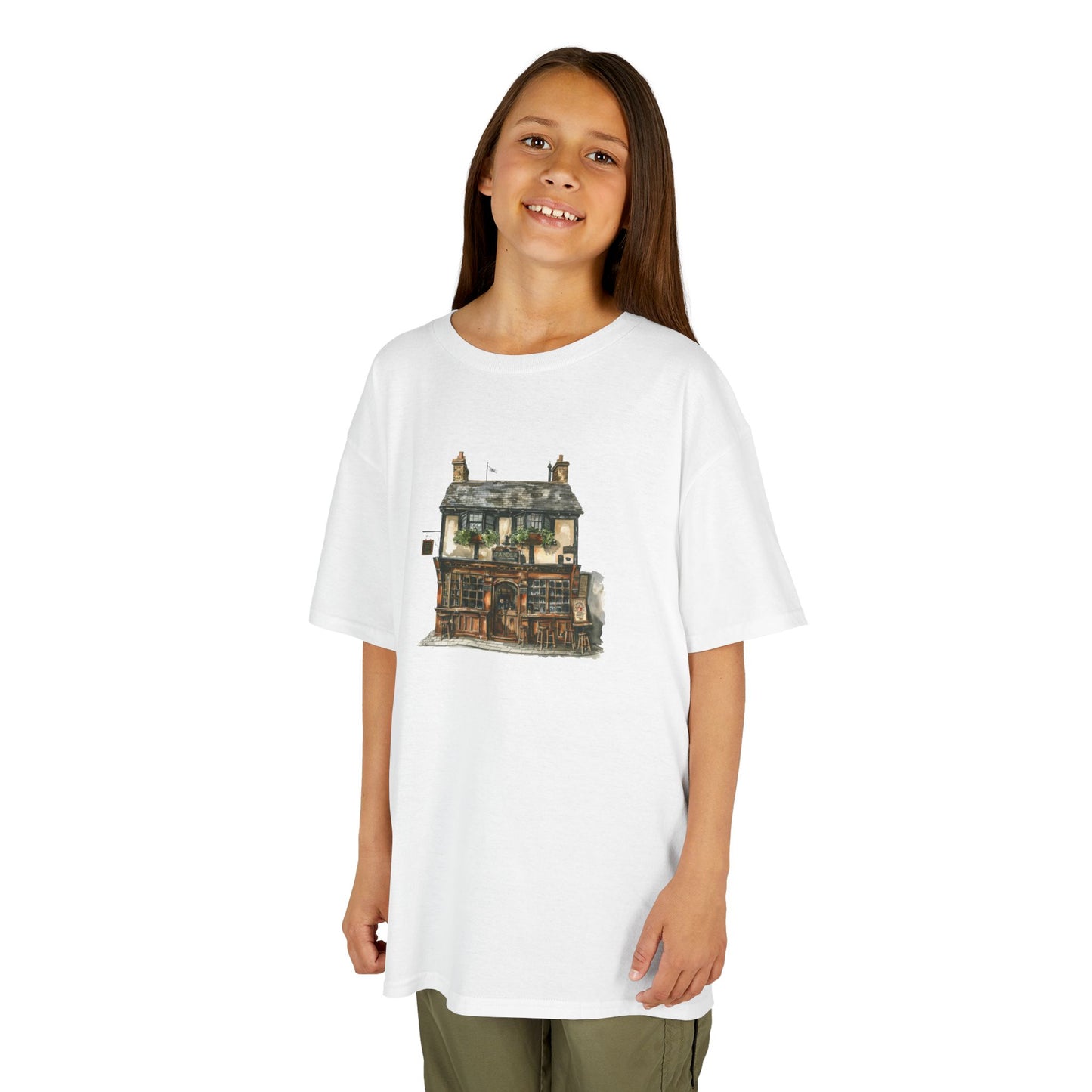 Kids Heavy Cotton™ Tee - Historic English Home Wall Art Design -  Fun & Comfortable Shirt for Young Explorers
