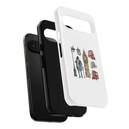 London-Themed Tough Phone Case with Iconic Red Buses
