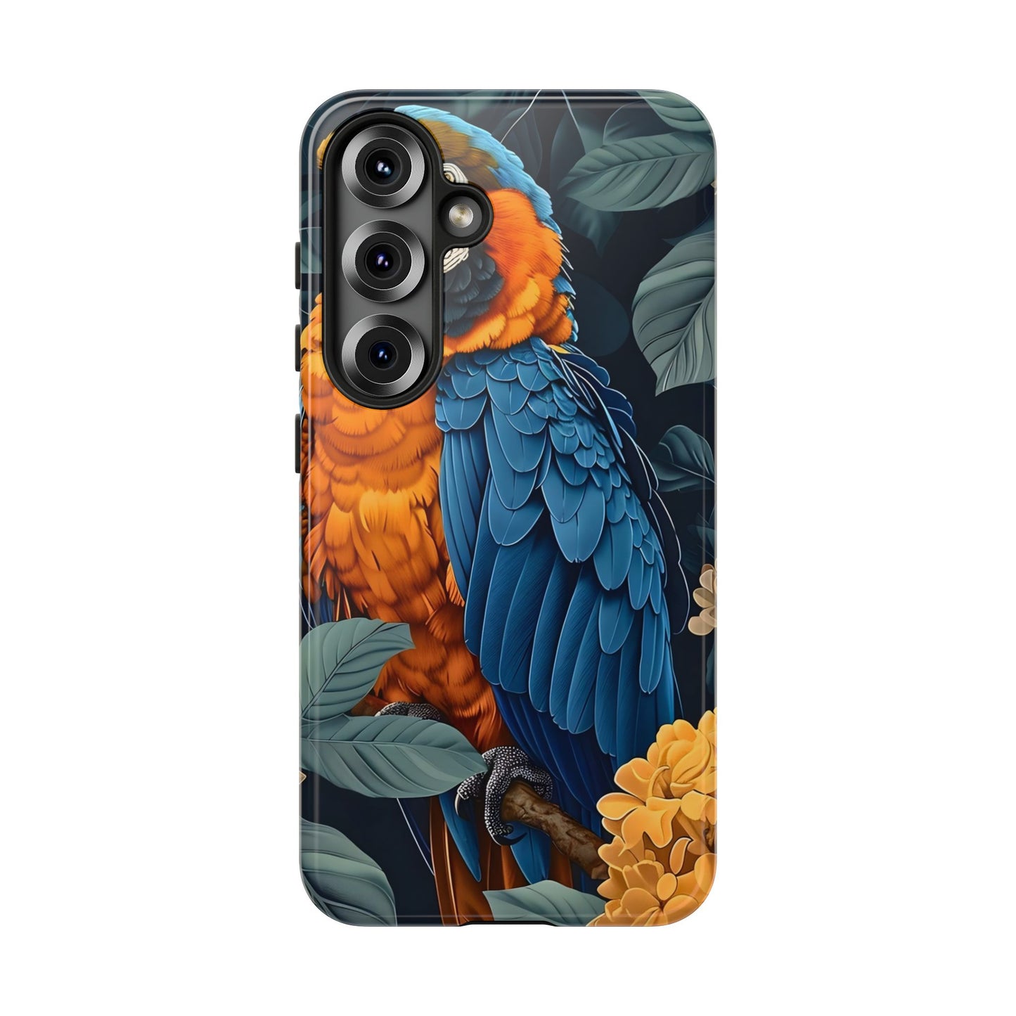 Tropical Parrot Phone Case - Tough Cases, Colorful Phone Cover, Nature Lover Gift, Floral Design, Bird Lover Accessory