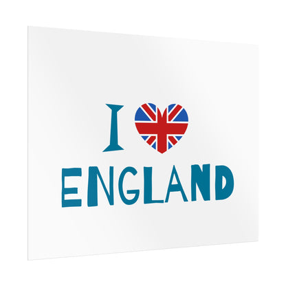 I Love England Rolled Poster - UK Travel Decor, Gift for Britains, Wall Art for Home, London Souvenir, Love England