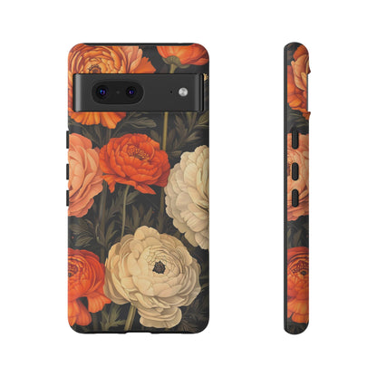 Floral Phone Case with Tough Protection, Blooming Ranunculus Design, Durable Cover, Gift for Flower Lovers, Eco-Friendly Phone Accessory