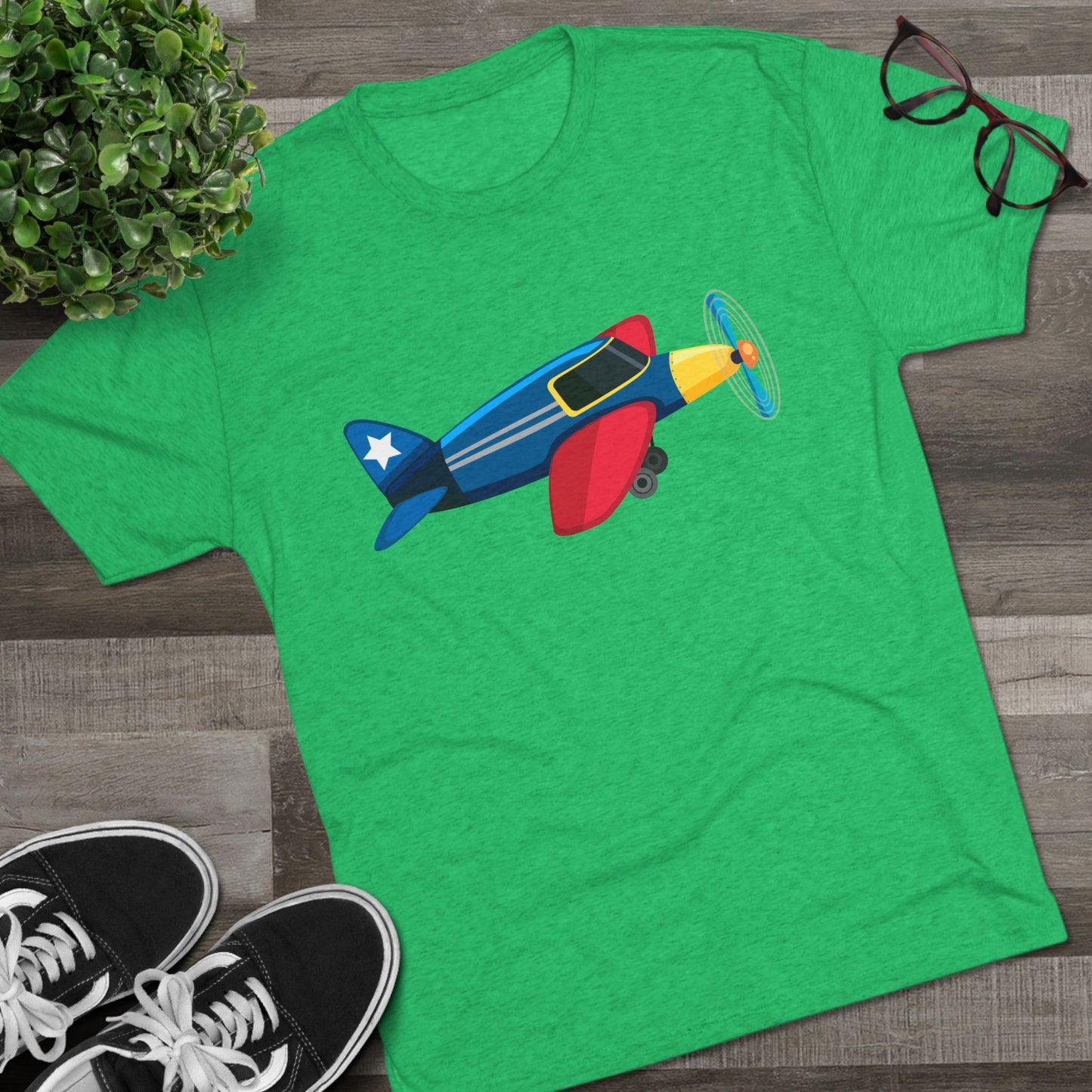 Vintage Airplane Illustration - Retro Aviation Cozy Unisex Tri-Blend Crew Tee