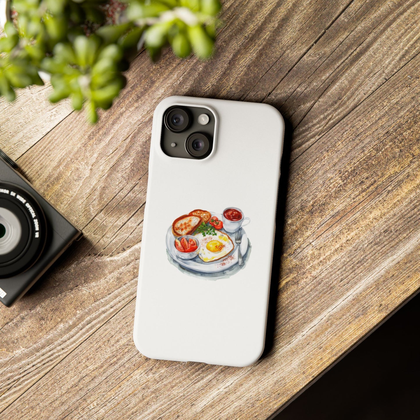 Breakfast Lover Slim Phone Cases, Cute Food Phone Accessories, Coffee Morning Aesthetic, Gift for Foodies, Kitchen Decor Cases