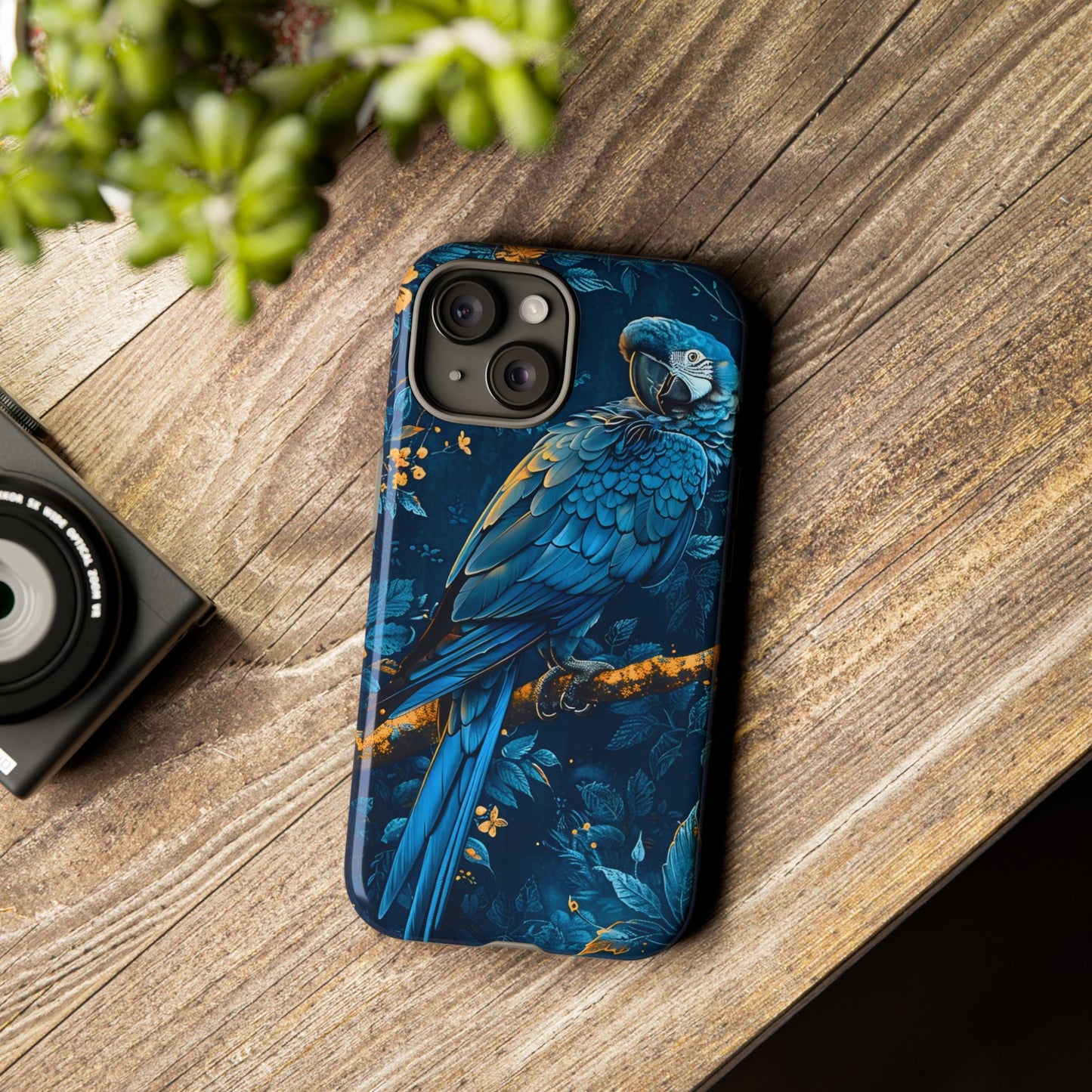 Tough Cases - Vibrant Blue Parrot Phone Case, Tropical Bird Phone Cover, Nature Lover Gift, Eco-Friendly Accessories, Unique Wildlife Decor