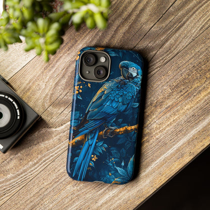 Tough Cases - Vibrant Blue Parrot Phone Case, Tropical Bird Phone Cover, Nature Lover Gift, Eco-Friendly Accessories, Unique Wildlife Decor