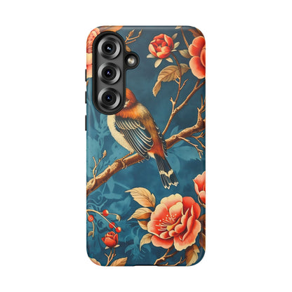 Bird & Floral Phone Case, Tough Cases for Nature Lovers, Gift for Her, Customizable Design, Vibrant Tech Accessories