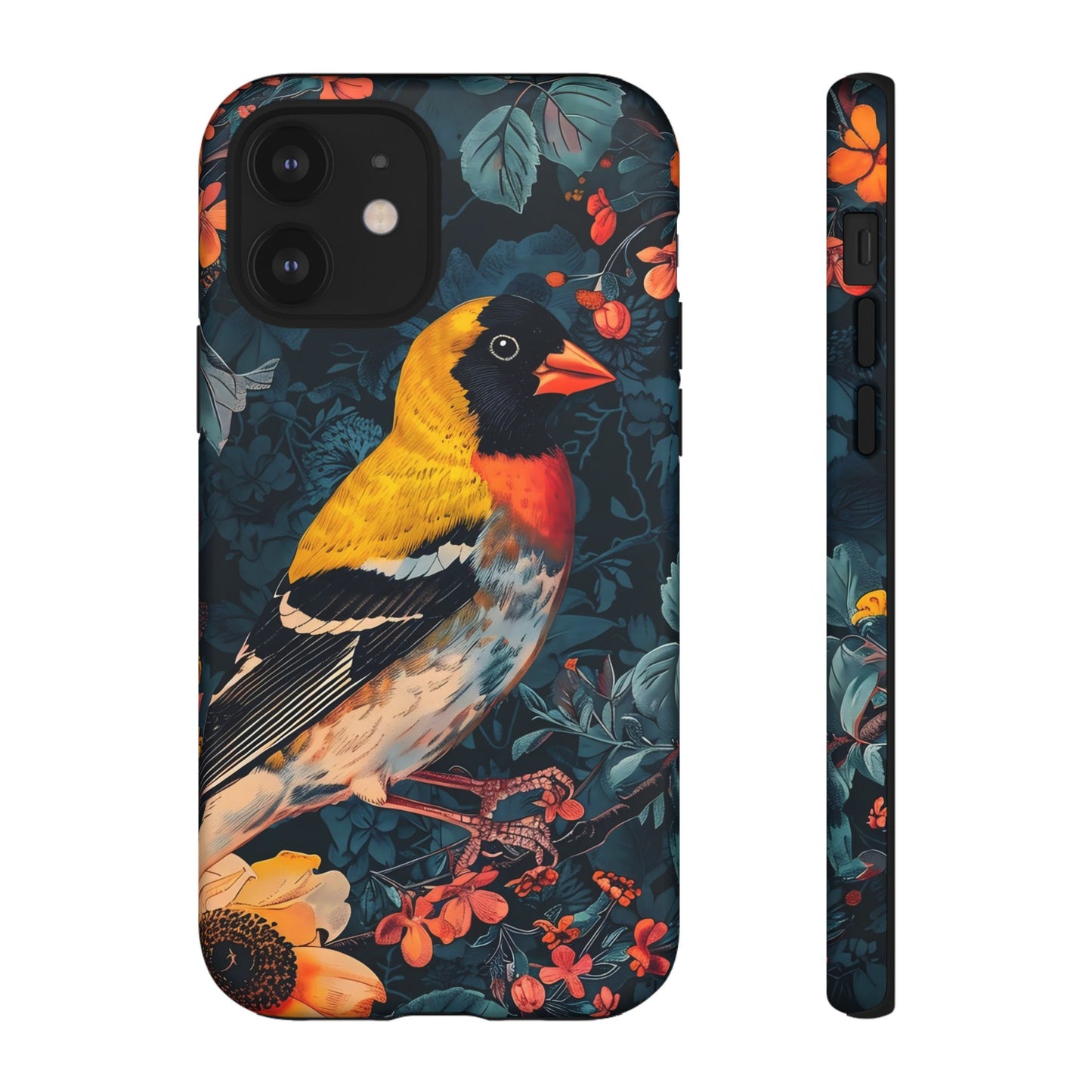 Colorful Bird Phone Case, Floral Phone Cover, Tough Phone Protector, Nature Lover Gift, Botanical Case, Unique Mobile Accessory