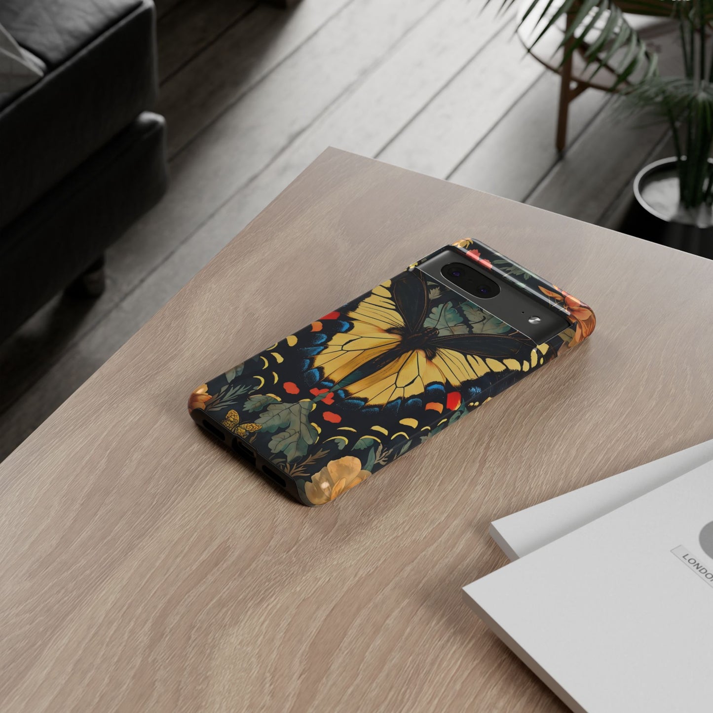 Butterfly Floral Phone Case, Art-inspire Tough Case, Gift for Nature Lovers, Butterfly Pattern Cover, Eco-Friendly Mobile Accessory