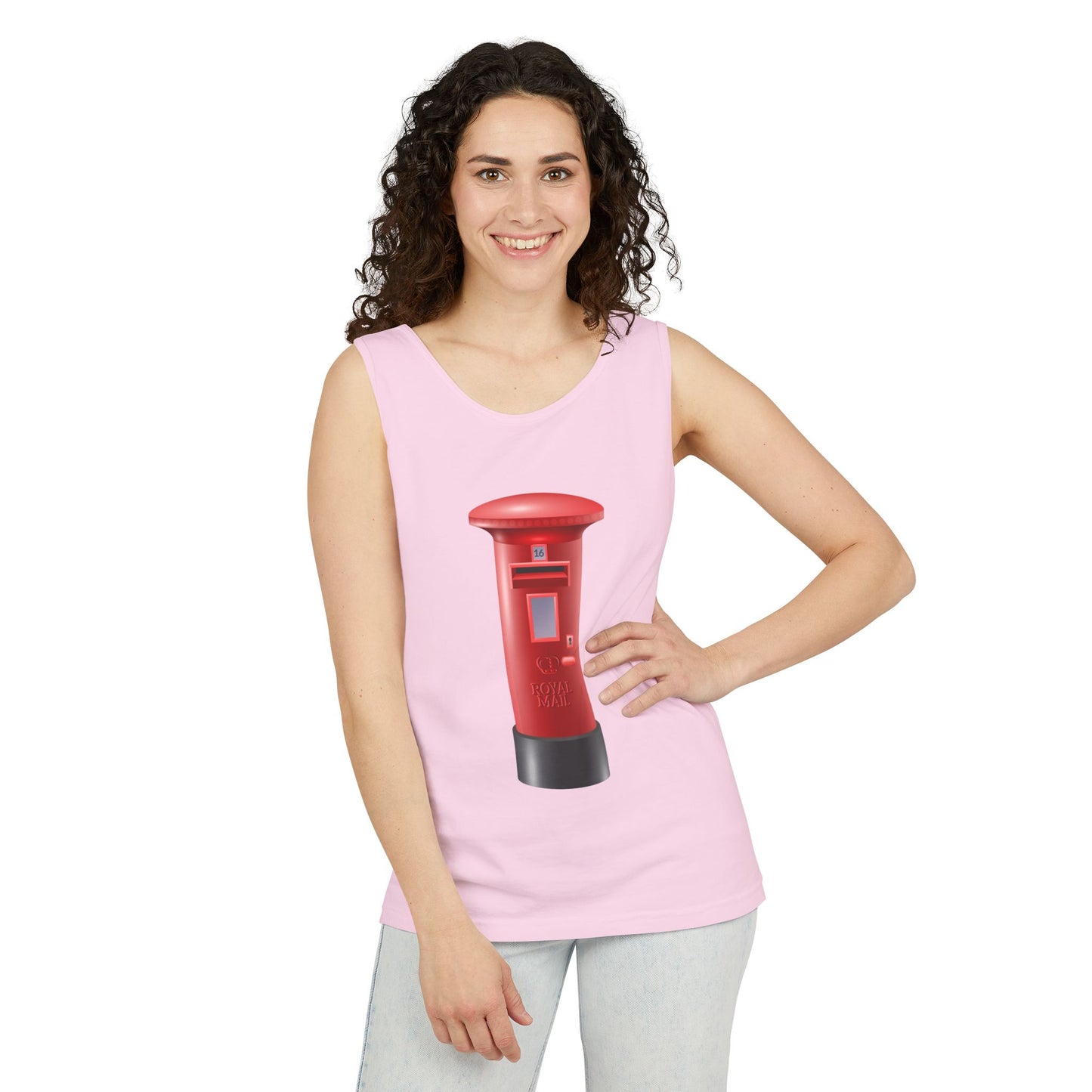 Unisex Garment-Dyed Tank Top - Classic UK Royal Mailbox Design - British Postbox Icon